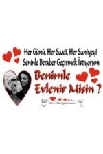 Evlilik Teklifi Afişi, Evlenme Teklifi Pankart, (150cmx100cm) Kişiye Özel Tasarım Destekli 1.kalite