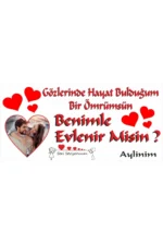 Evlilik Teklifi Afişi, Evlenme Teklifi Pankart, (150cmx100cm) Kişiye Özel Tasarım Destekli 1.kalite