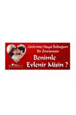Evlilik Teklifi Afişi, Evlenme Teklifi Pankart, (200cmx100cm) Kişiye Özel Tasarım Destekli 1.kalite