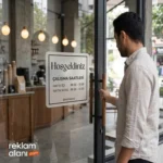 Çalışma Saatleri Kapı Yazısı Buzlu Folyo Üzeri Baskı 30x30 cm Folyo Sticker - Görsel 2